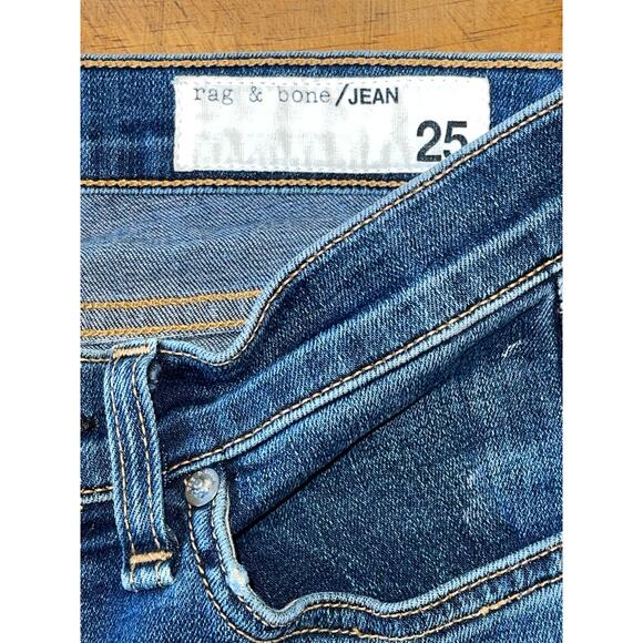Womens Rag and Bone Skinny Stretchy Distressed Blue Jeans Medium Wash Size 25 - Picture 4 of 8